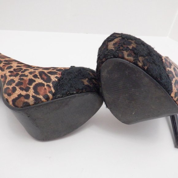ANDRES MACHADO Brown and Tan Leopard Pattern High Heels, Size 3 (approx.) - Picture 4 of 13